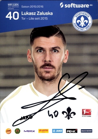 Autogrammkarte Fußballer Lukasz Zaluska, SV Darmstadt 98, Autogramm