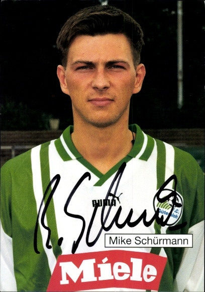 Autogrammkarte Fußballer Mike Schürmann, FC Gütersloh, Autogramm