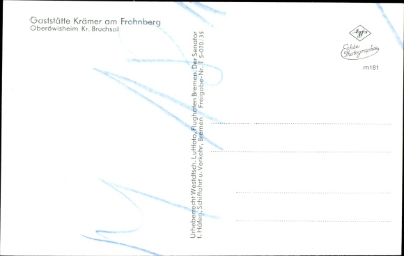 Postcard Oberöwisheim Baden Württemberg, restaurant Krämer am Frohnberg