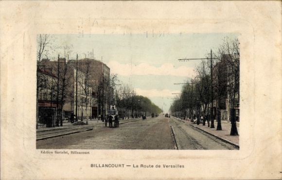 Postcard Billancourt Hauts de Seine, The Route to Versailles