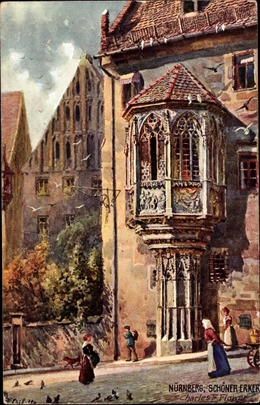 Artist PC Flower, Charles, Nuremberg in Middle Franconia Bavaria, beautiful bay window