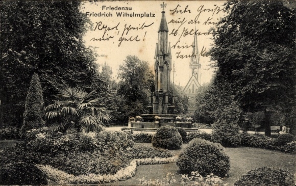 Postcard Berlin Schöneberg Friedenau, Friedrich Wilhelmplatz, monument, park landscape