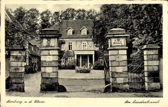 Ak Nienburg an der Weser, Landratsamt, Eingangstor