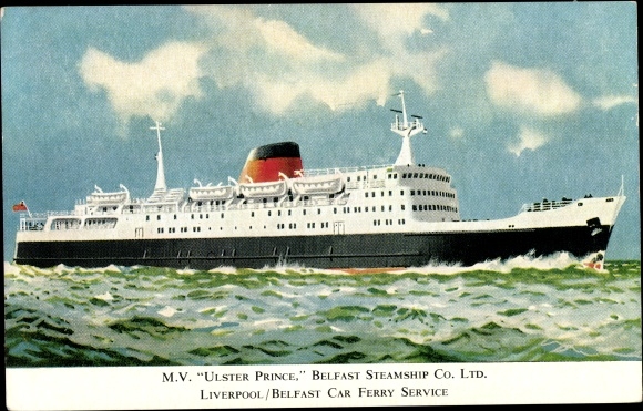 Ak MV Ulster Prince, Belfast Steamship Co Ltd, Liverpool Belfast Car Ferry