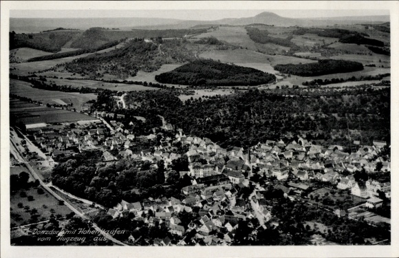 Ak Donzdorf in Württemberg, Luftbild von  Hohenaufen, Landschaft,  Architektur