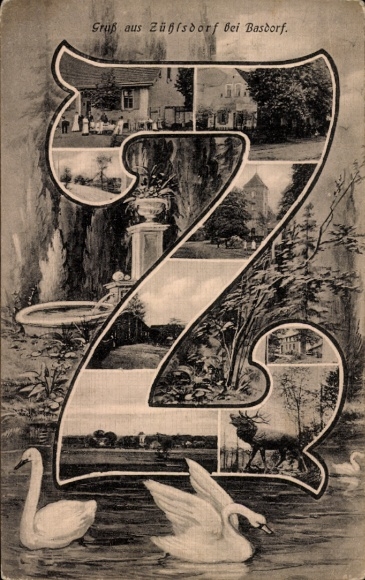 Letters Postcard Zühlsdorf Mühlenbecker Land Oberhavel, partial views, swans