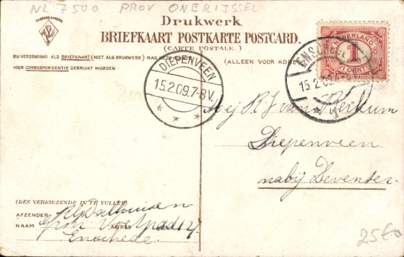 Postcard Enschede Overijssel Netherlands, train station, track side