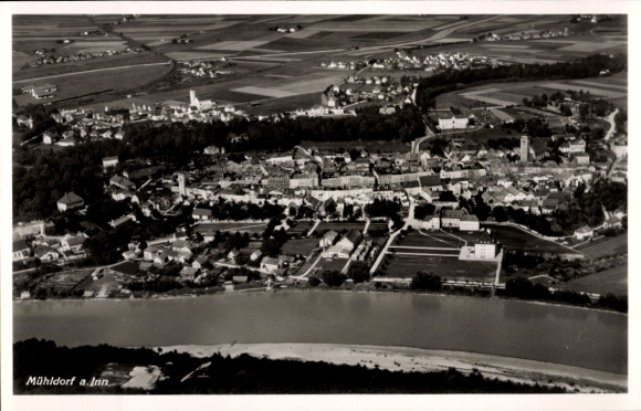 Postcard Altmühldorf Mühldorf am Inn Upper Bavaria, aerial photograph