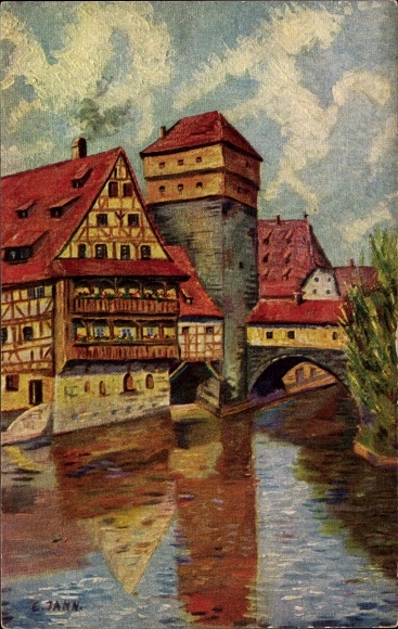 Artist PC Jahn, E. Nuremberg in Middle Franconia, at the Henkerssteg