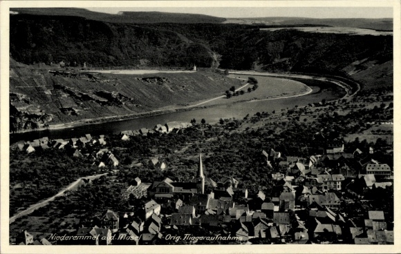 Ak Niederemmel Piesport an der Mosel, Fliegeraufnahme