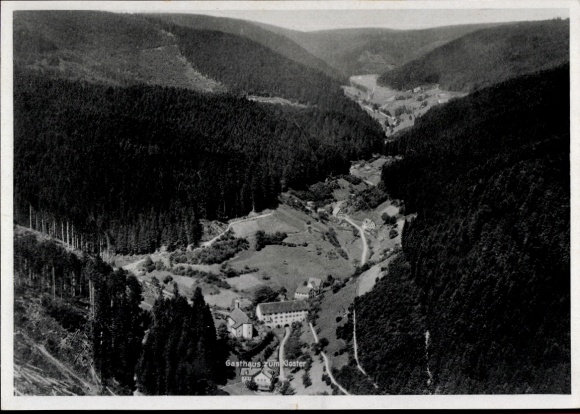 Ak Wittichen Schenkenzell im Schwarzwald, Gasthaus, Fliegeraufnahme