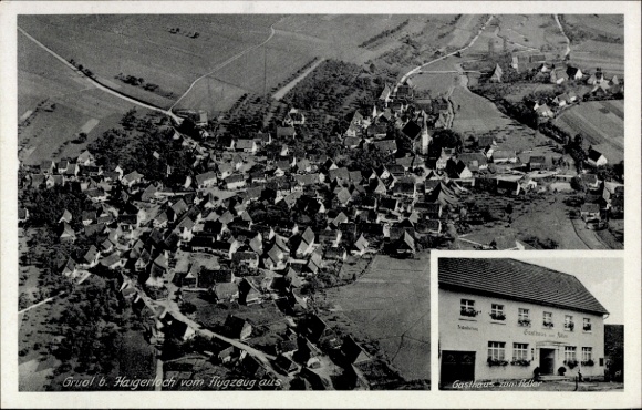Ak Haigerloch im Zollernalbkreis, Luftaufnahme von  Gasthaus, Schwarz-Weiß-Bild