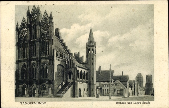 Postcard Tangermünde on the Elbe, Town Hall, Lange Straße