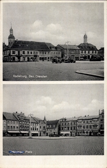 Postcard Radeburg in Saxony, Square, Restaurant Gute Quelle, Meißner Str. 8, Kurt Klotsche