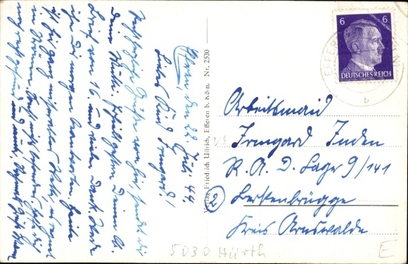 Postcard Efferen Hürth near Cologne Rhein Erft district, castle, gate