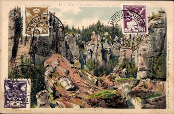 Ak Teplice nad Metují Weckelsdorf Wekelsdorf Region Königgrätz, Weckelsdorfer Felsen, Amphitheater