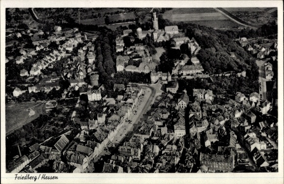 Postcard Friedberg in Hesse, aerial view of Hesse, houses and landscape