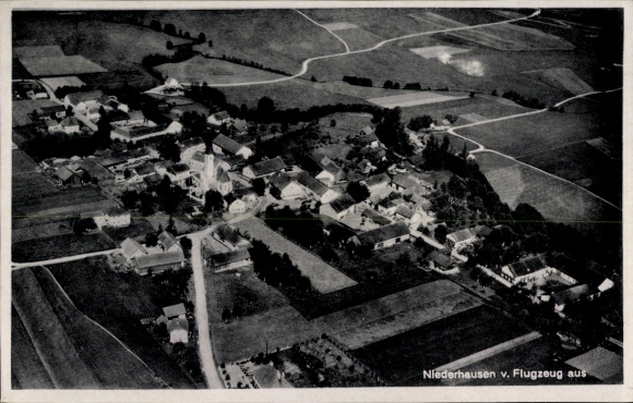 Postcard Niederhausen am Rhein Rheinhausen im Breisgau, aerial photograph