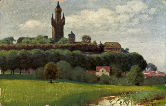 Postcard Friedberg in Hessen, Friedberg iH, castle and town seen from the Usa