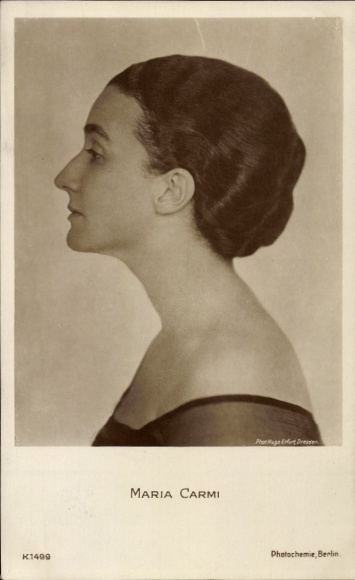 Ak Schauspielerin Maria Carmi, Portrait im Profil, PH Berlin K 1499