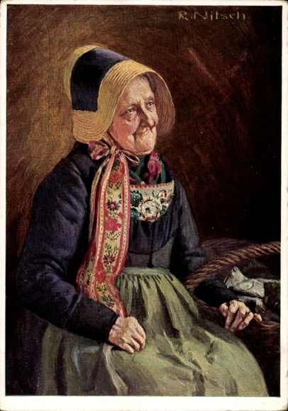 Künstler Ak Nitsch, R., Volkstracht, Mönchguterin, Insel Rügen, VDA P 1 R 2 Nr 1