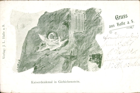 Postcard Giebichenstein Halle an der Saale, Kaiserdenkmal, Giebichenstein, Publisher: JL Halle, Gruss a