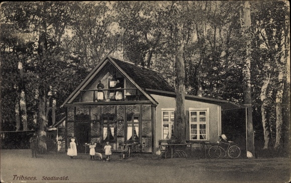Postcard Tribsees in Western Pomerania, inn in the city forest