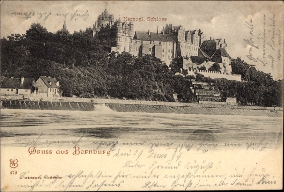 PC Bernburg an der Saale, Ducal Castle, river landscape, Greetings from Bernburg
