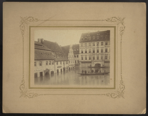 Fotografie Kleinmarkt in Meißen, Hochwasser im September 1890