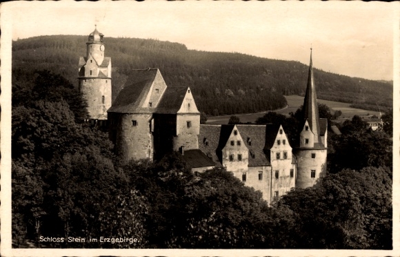 Postcard Stein Hartenstein in Saxony, Stein Castle
