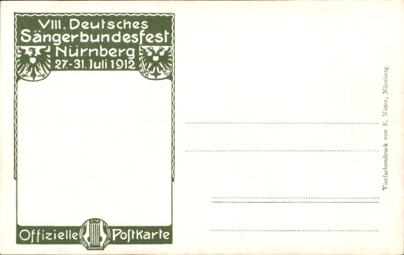 Artist Postcard Durst, J., Nuremberg in Middle Franconia, 8th German Singers' Festival 1912