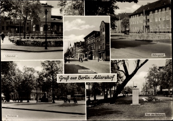PC Berlin Treptow Adlershof, S-Bahn station, Dörpfeldstrasse, Adlergestell, market square, Platz d. liberation