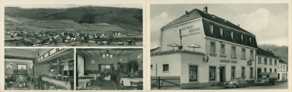 Klapp Postcard Irrel in the Eifel, guesthouse and pension Koch-Schilt, panorama of the village
