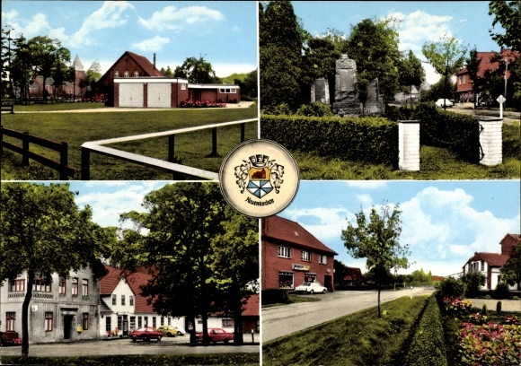 Coat of arms PC Neuenkirchen Diepholz Lower Saxony, street view, memorial, shop