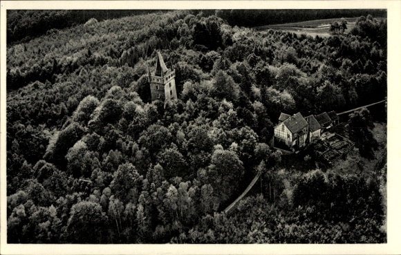 Postcard Ulm Greifenstein in the Westerwald, Dianaburg, aerial photograph