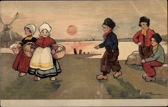 Artist PC Parkinson, Ethel, children in Dutch costume