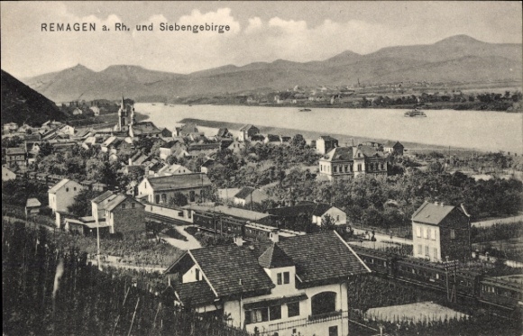 Ak Remagen am Rhein, Blick auf  Rhein, Siebengebirge, Häuser, Fluss
