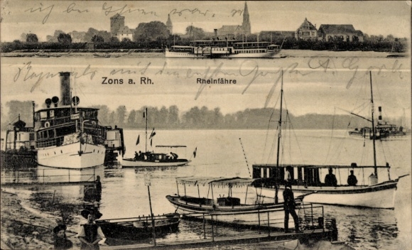 Ak Zons Dormagen Niederrhein, Partie am Rhein, Fähre