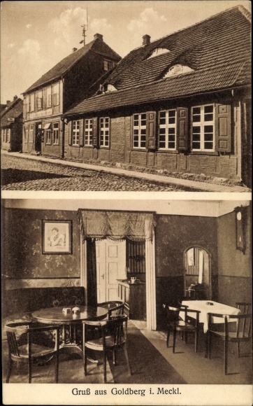 Postcard Goldberg in Mecklenburg, Hotel Deutsches Haus