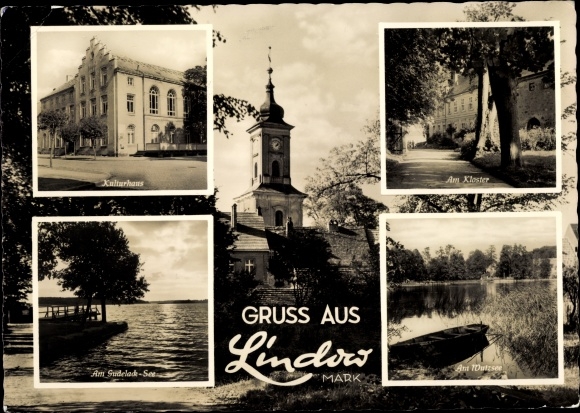 Postcard Lindow in der Mark, Kulturhaus, Kloster, Wutzsee, Gudelack See