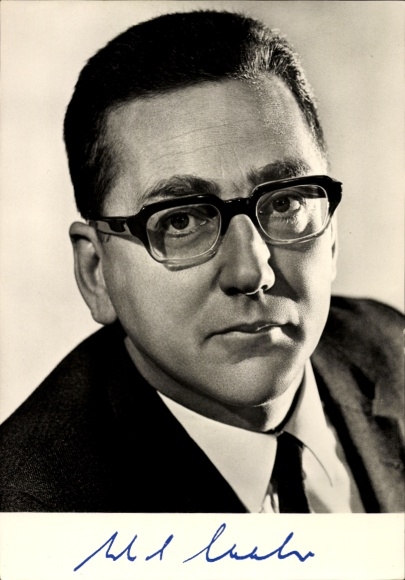 Postcard Dr. Erhard Eppler, Federal Minister for Economic Cooperation