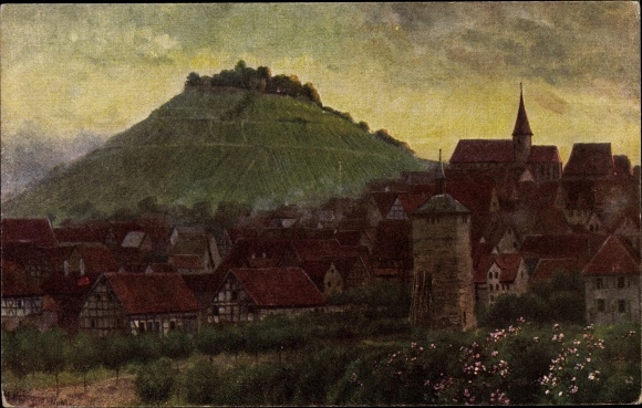 Artist PC Hoffmann, H., Weinsberg in the district of Heilbronn, view of the place with Weibertreu