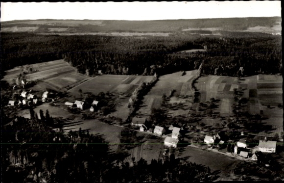 Postcard Unterlengenhardt Bad Liebenzell in the Black Forest, aerial view of fields and forests