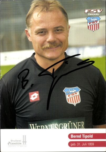 Autogrammkarte Fußballer Bernd Tipold, FSV Zwickau, Autogramm