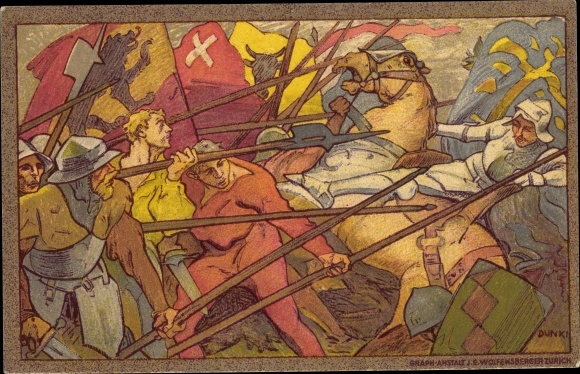 Ganzsachen Ak Schweiz, Bataille de la Birse 1444, Bundesfeier 1911