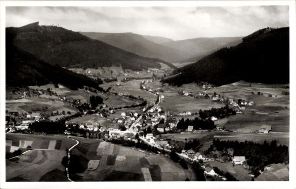 Ak Mitteltal Baiersbronn im Schwarzwald, Fliegeraufnahme