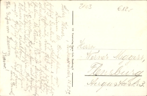 Postcard Hamburg Mitte Finkenwerder, Gorch Fock, parents' house, parents, Johann Wilhelm Kinau
