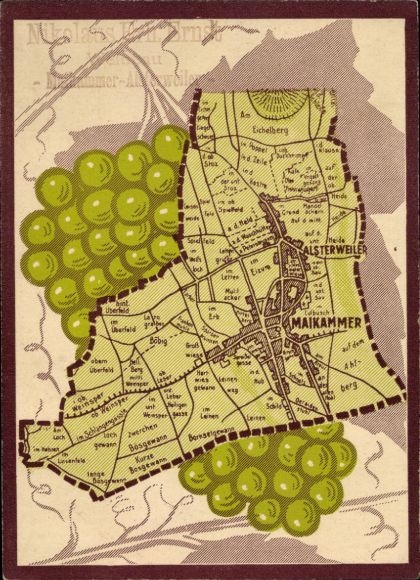 Plan miasta KP Maikammer w Palatynacie, Alsterweiler, Eichelberg, boisko, uprawa winorośli Nikolaus Ernst