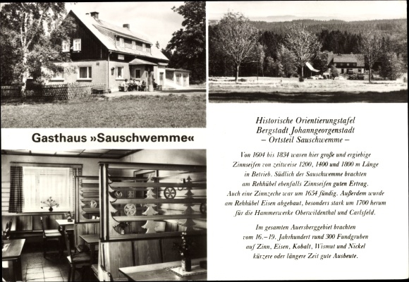 Postcard Sauschwemme Johanngeorgenstadt in the Ore Mountains, Inn Sauschwemme, guest room, exterior views