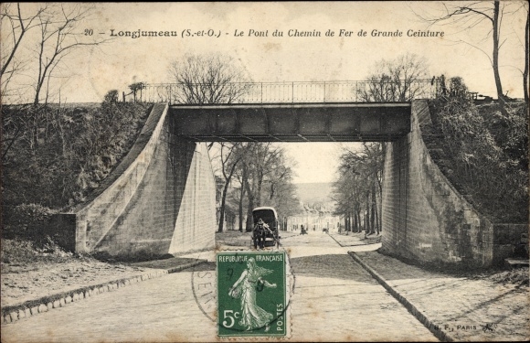 Postcard Longjumeau Essonne, The Great Belt Railway Bridge